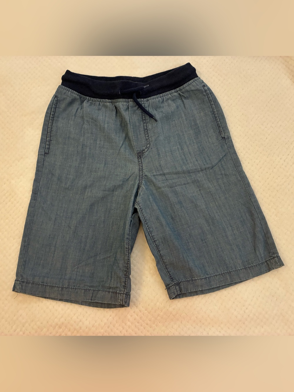 Boys Blue Drawstring Denim-Style Shorts Size 12
